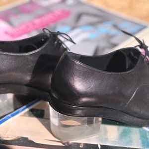 Megumi Ochi Black Loafers with Clear Heel. Size 8